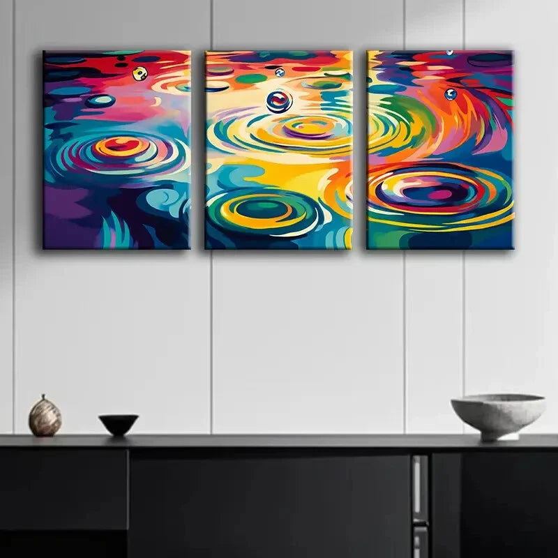 3pcs Colored Raindrop Color Rainbow Perfect Wall Art Set Canvas Framed 40x60cm - High Quality Print 100% Australian Made Wall Canvas Ready to Hang