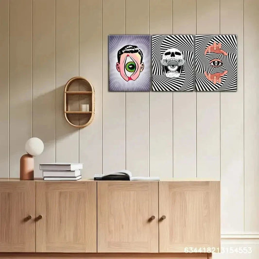 3pcs Eye Pattern for Poster Decoration Evil Metal Print Ready to Hang Art