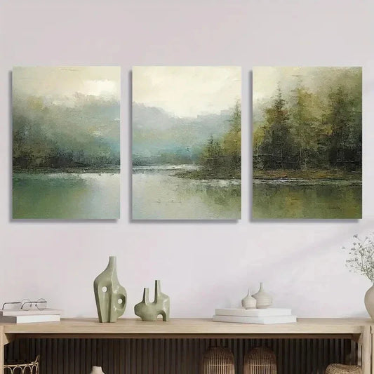 3pcs Natural Landscape Decoration, Vintage Metal Print Ready to Hang Art