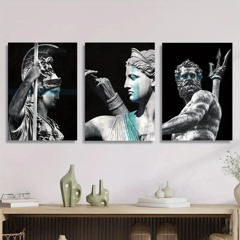 3pcs c Modern Nordic Mythology, Metal Print Ready to Hang Art