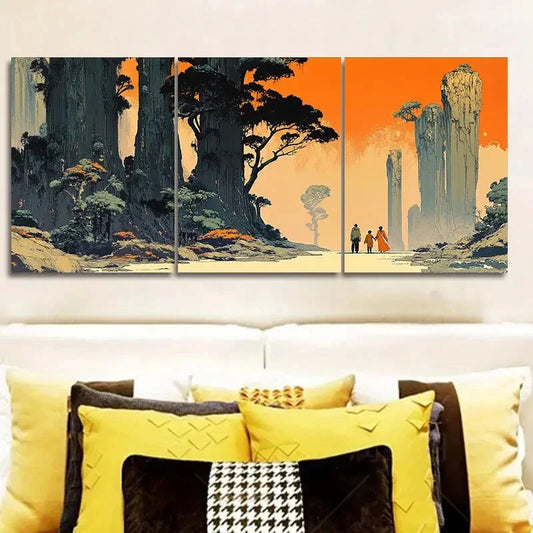 3pcs Strange Planet Classic Modern Metal Print Ready to Hang Art