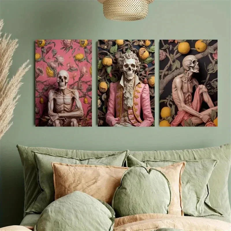 3pcs Bohemian-style Skull Metal Print Ready to Hang Art