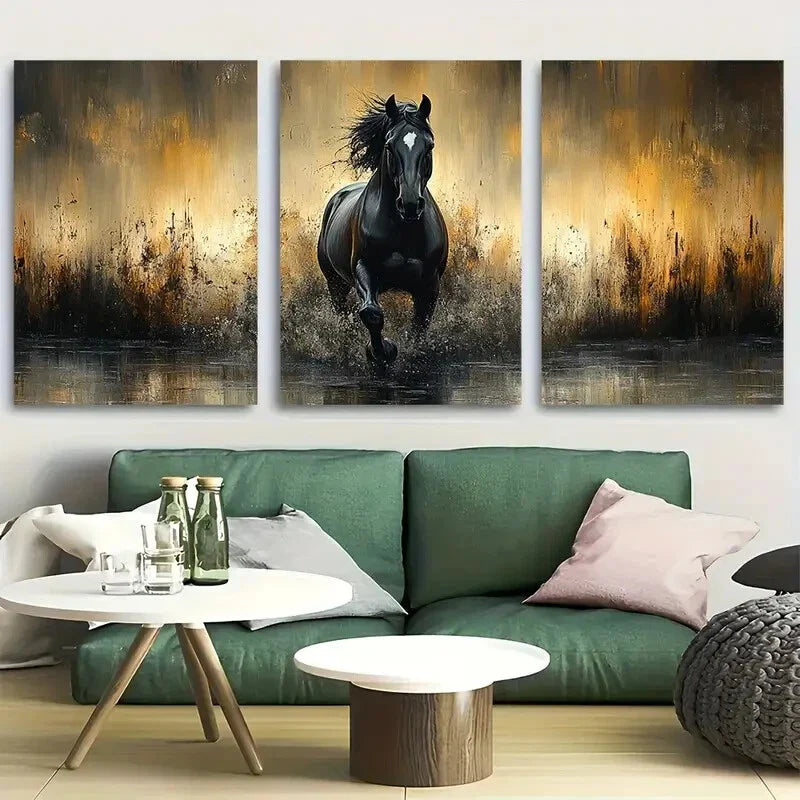 3pcs Elegant Equine Art Stunning Horse Metal Print Ready to Hang Art
