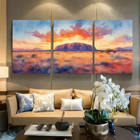 3pcs Australian Outback Serene Landscape Metal Print Ready to Hang Art