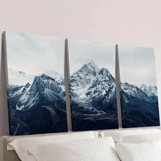 3pcs Mountains, lakes, snow natural landscape Wall Art Set Canvas Framed 40x60cm - High Quality Print 100% Australian Made Wall Canvas Ready to Hang