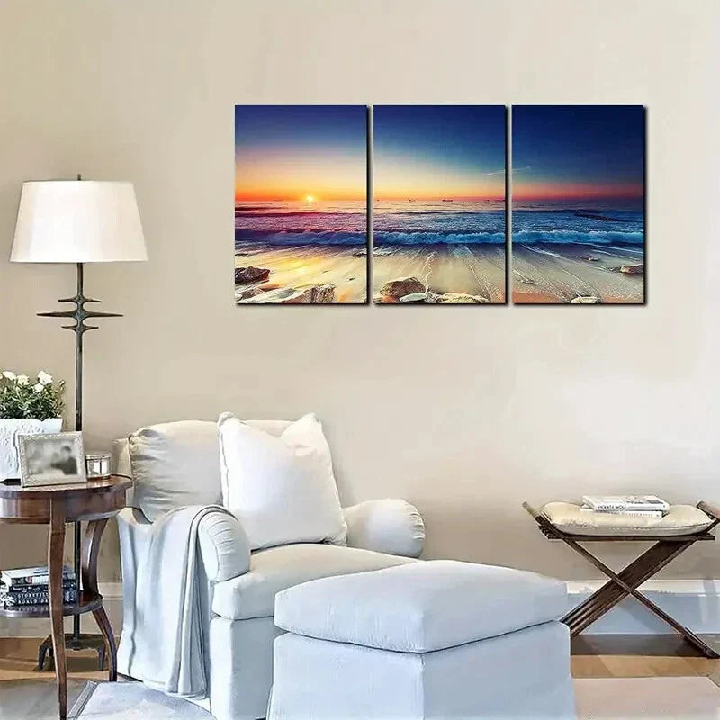 3pcs Ocean Waves Modern Landscape Metal Print Ready to Hang Art