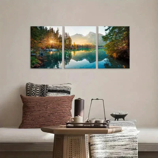 3pcs Art, Beautiful Scenery Metal Print Ready to Hang Art