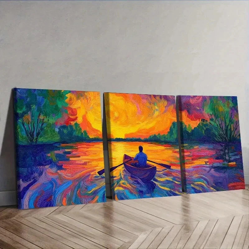3pcs Abandoned Lake Nature Wall Art Set Canvas Framed 40x60cm - High Quality Print 100% Australian Made Wall Canvas Ready to Hang