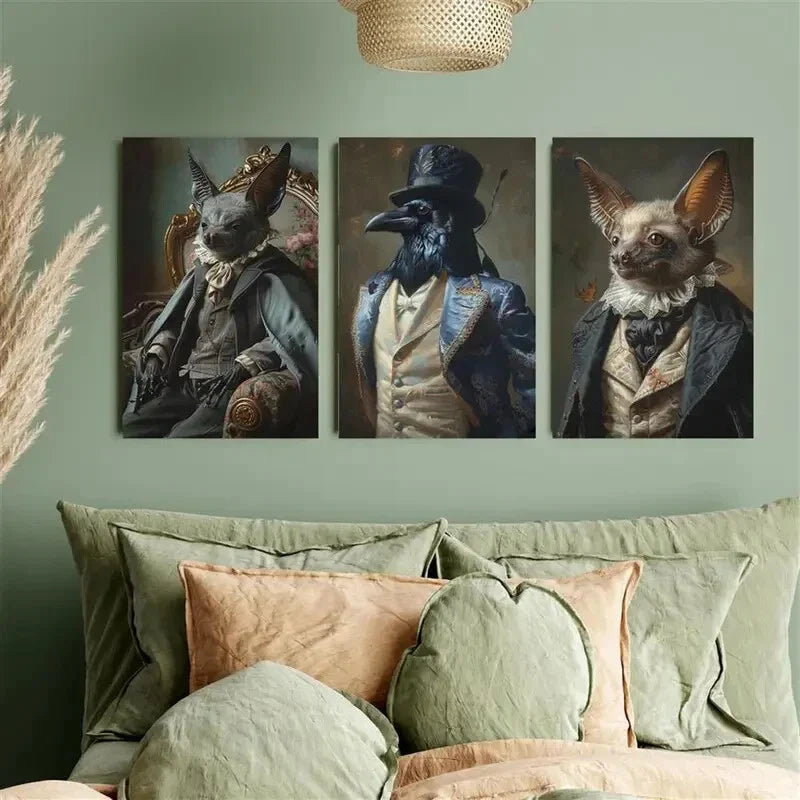3pcs Victorian Vampire Gothic Metal Print Ready to Hang Art