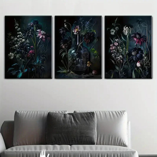 3pcs Showing Vintage Gothic Botanical Metal Print Ready to Hang Art