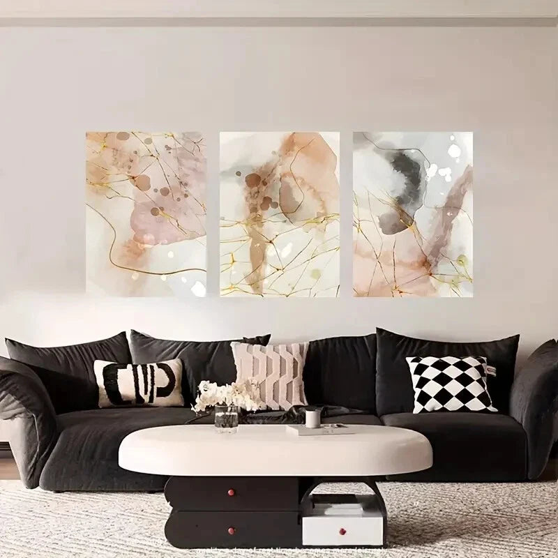 3pcs Abstract Splatter Metal Print Ready to Hang Art