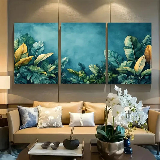 3pcs Casa Azul Tropical Plants Watercolor Metal Print Ready to Hang Art