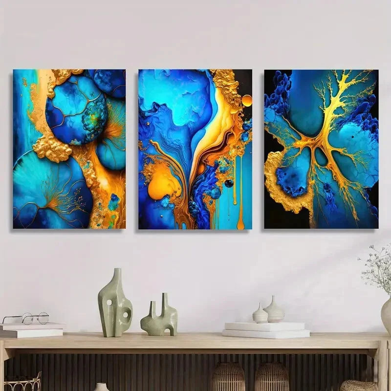 3pcs abstract color decorative painting, Metal Print Ready to Hang Art