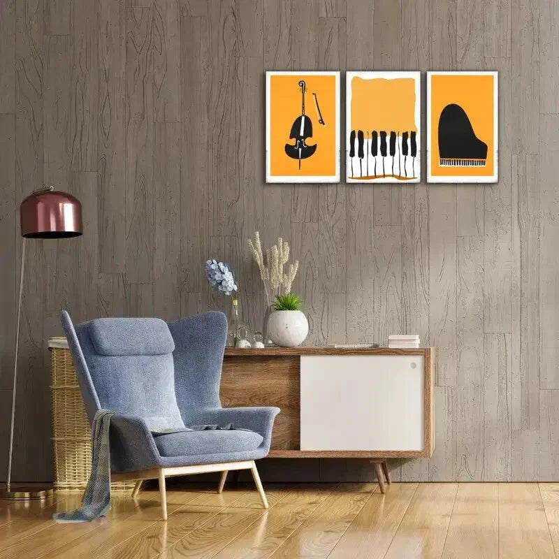 3pcs Sublimation Piano Double Bass Music Print Metal Print Ready to Hang Art