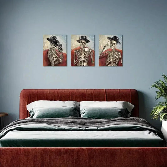 3pcs Star Pattern Horror Theme Black Red Metal Print Ready to Hang Art