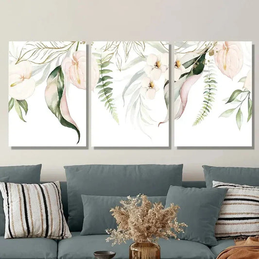 3pcs Minimalist lily flower poster plant Art Metal Print Ready to Hang Art