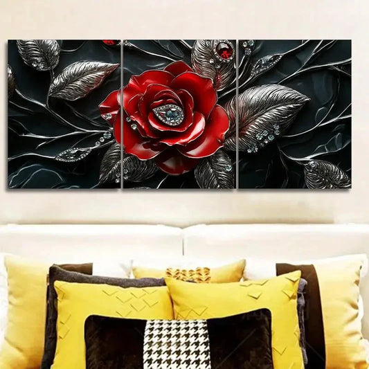 3pcs Jewel rose Wall Art Set Canvas Framed 40x60cm - High Quality Print 100% Australian Made Wall Canvas Ready to Hang