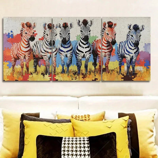 3pcs Featuring an Adorable Baby Zebra Wall Art Set Canvas Framed 40x60cm - High Quality Print 100% Australian Made Wall Canvas Ready to Hang
