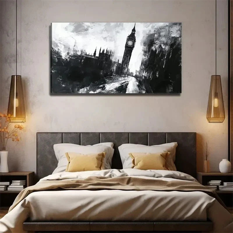 Abstract London Big Ben Wall Art Canvas Office Home Room Framed 120x60cm