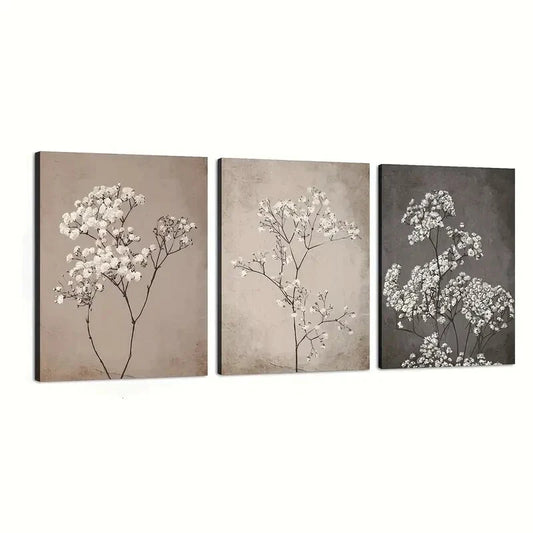 3pcs Vintage Floral Wall Art Set Canvas Framed 40x60cm - High Quality Print 100% Australian Made Wall Canvas Ready to Hang