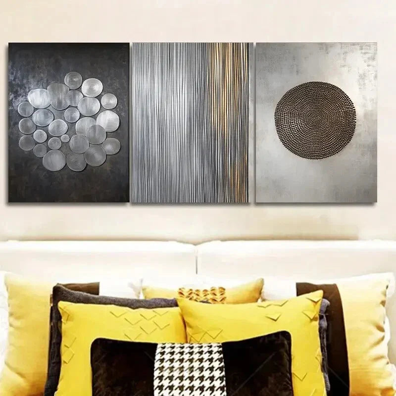 3pcs Art Deco Classic Modern Style, Metal Print Ready to Hang Art