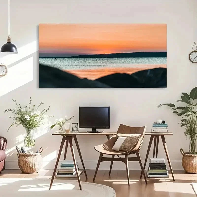 Natural Scenery Under Orange Wall Art Canvas Office Home Room Framed 120x60cm