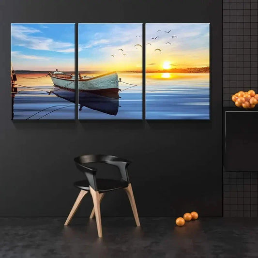 3pcs Nautical Beach Theme with Sea Metal Print Ready to Hang Art