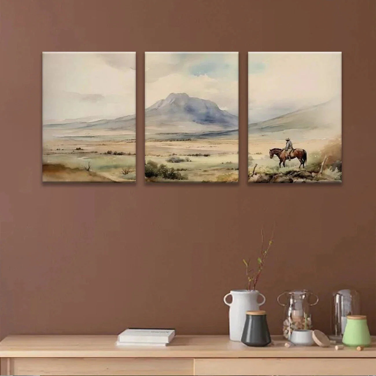 3pcs Cowboy Style Rural Horse Riding Metal Print Ready to Hang Art