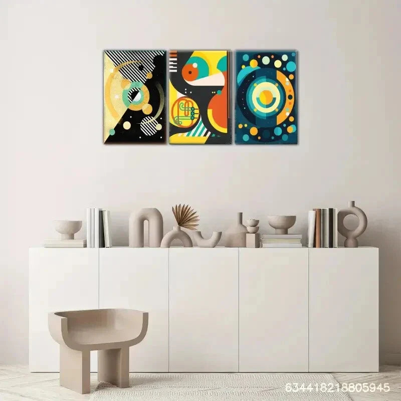 3pcs Celestial Symphony, Abstract music instrument Metal Print Ready to Hang Art