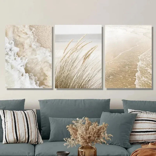 3pcs Beach coast art, seaside plant Metal Print Ready to Hang Art