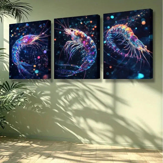 3pcs Shrimp, dream Wall Art Set Canvas Framed 40x60cm -High Quality Print 100% Australian Made Wall Canvas Ready to Hang