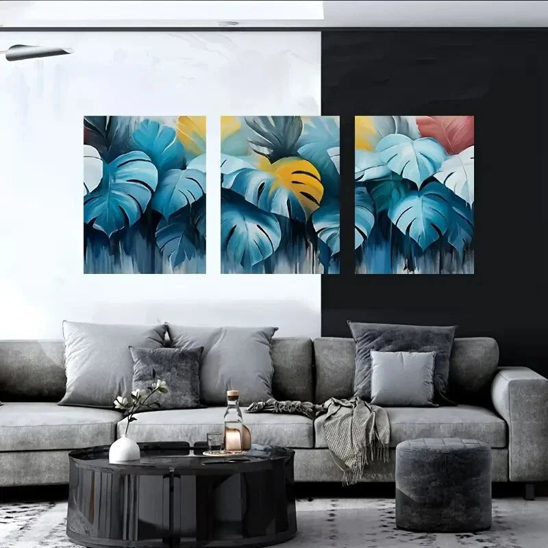 3pcs Plant Decorative Paintings Metal Print Ready to Hang Art