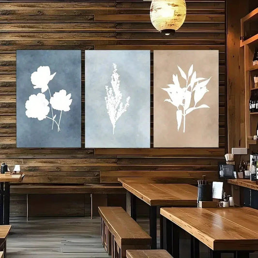 3pcs Floral Poster Abstract Art Dormitory Metal Print Ready to Hang Art