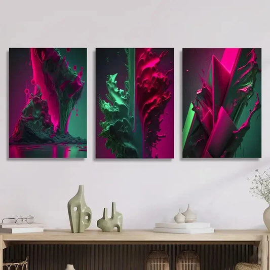 3pcs Liquid texture mural, minimalism, Metal Print Ready to Hang Art