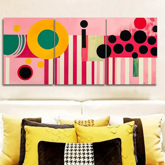 3pcs Line collages Painting Wall Art Set Canvas Framed 40x60cm - High Quality Print 100% Australian Made Wall Canvas Ready to Hang