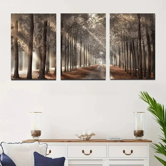 3pcs Forest Landscape Wall Art Set Canvas Framed 40x60cm - High Quality Print 100% Australian Made Wall Canvas Ready to Hang