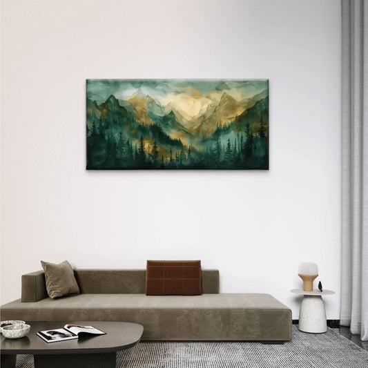 Mountains Trees Forest Wall Art Canvas Office Home Room Framed 120x60cm