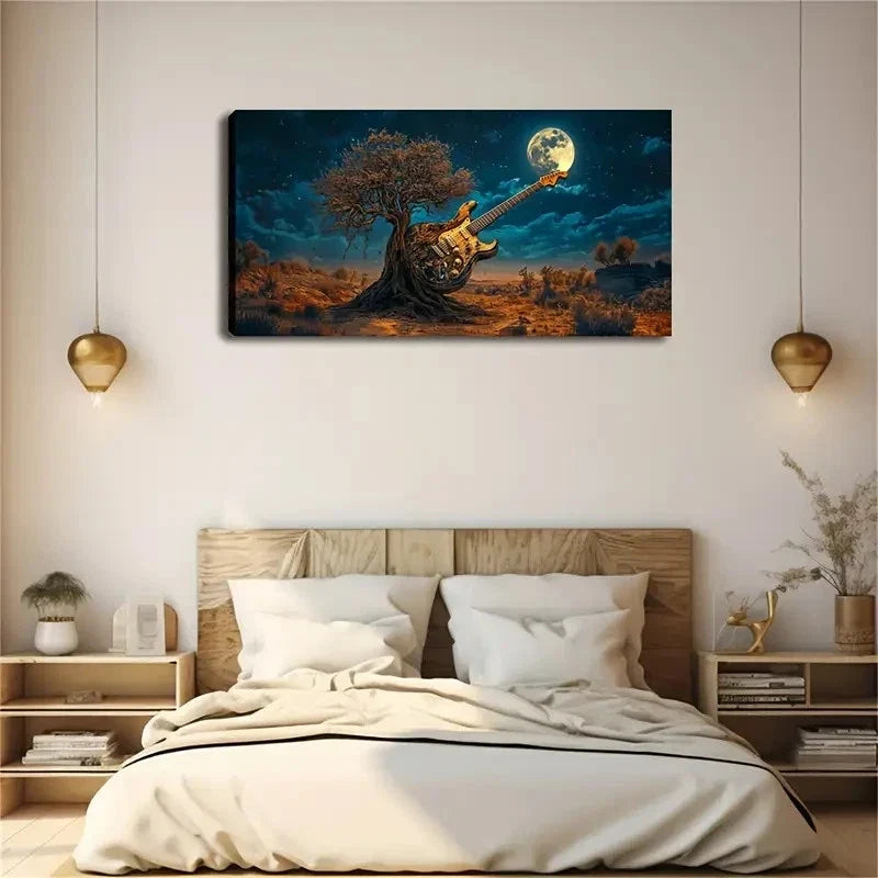 Night Sky Under A Dead Tree Wall Art Canvas Office Home Room Framed 120x60cm