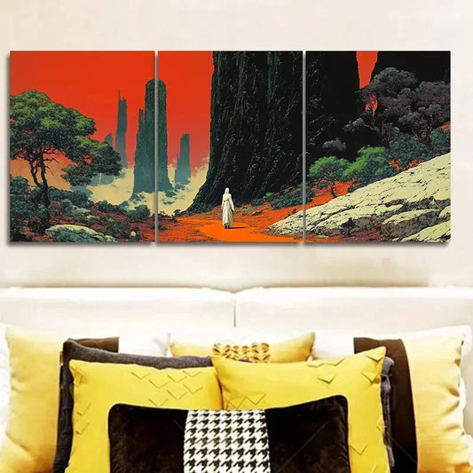 3pcs Strange planet Art Painting Art Metal Print Ready to Hang Art