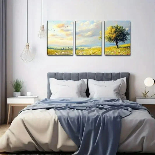3pcs Classic Landscape Portrait Canvas Wall Art Metal Print Ready to Hang Art