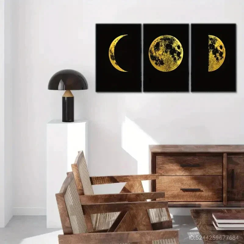 3pcs Stylish Space & Astronomy Decor Elegant Metal Print Ready to Hang Art