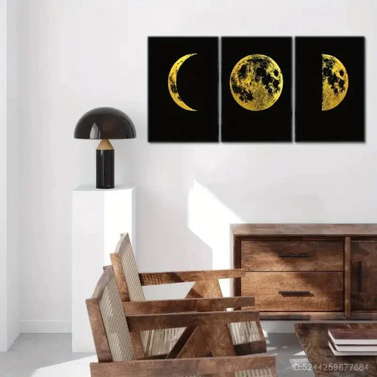 3pcs Stylish Space & Astronomy Decor Elegant Metal Print Ready to Hang Art