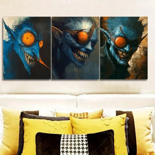 3pcs Featuring a Forest Demon Wall Art Set Canvas Framed 40x60cm - High Quality Print 100% Australian Made Wall Canvas Ready to Hang