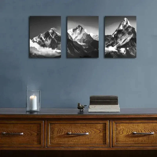 3pcs Black and White Landscape Metal Print Ready to Hang Art