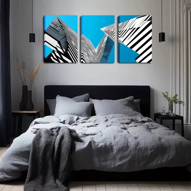 3pcs Urban Architecture, Abstract Expression Wall Art Set Canvas Framed 40x60cm - High Quality Print 100% Australian Made Wall Canvas Ready to Hang