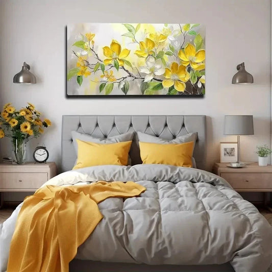 Blossoms & Bamboo Wall Art Canvas Office Home Room Framed 120x60cm