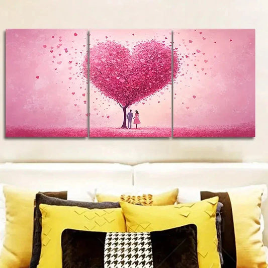 3pcs Featuring Lovers Beneath a Love Tree Wall Art Set Canvas Framed 40x60cm - High Quality Print 100% Australian Made Wall Canvas Ready to Hang