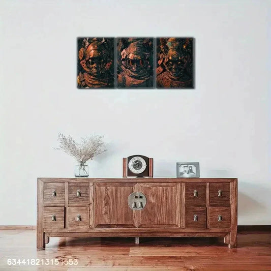 3pcs Horror Dramatic Skulls & Ornate Details Metal Print Ready to Hang Art