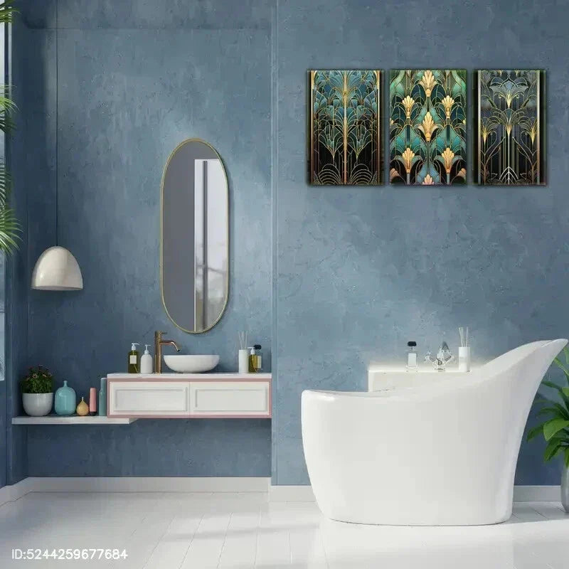 3pcs Art Nouveau Decor Modern Minimalist Decor Metal Print Ready to Hang Art