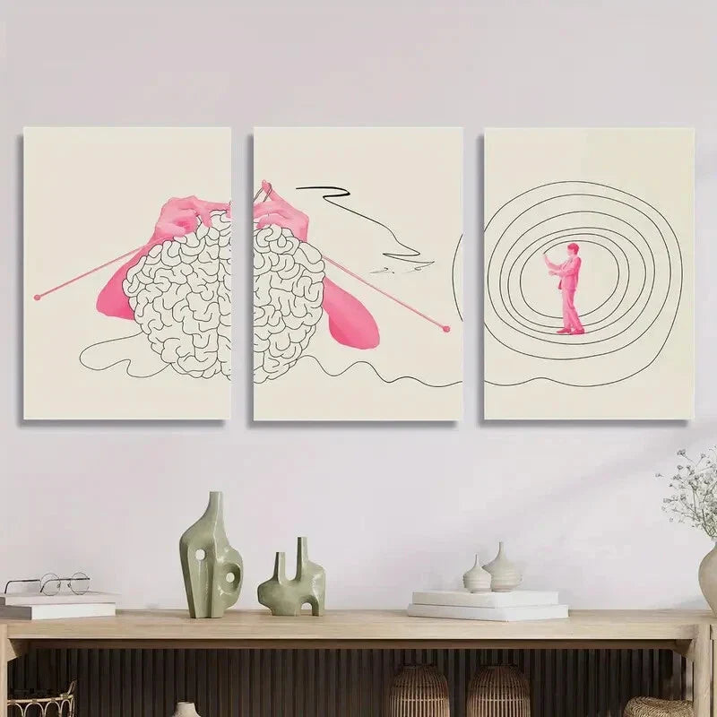 3pcs Abstract Creative Concepts, Metal Print Ready to Hang Art